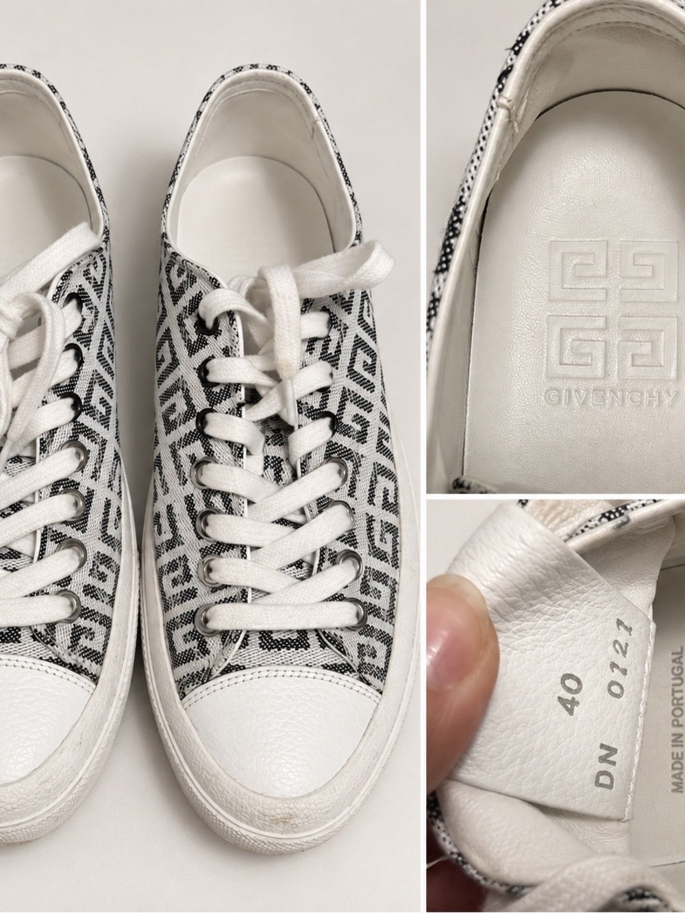 Givenchy White & Black Monogram Low-Top Sneakers